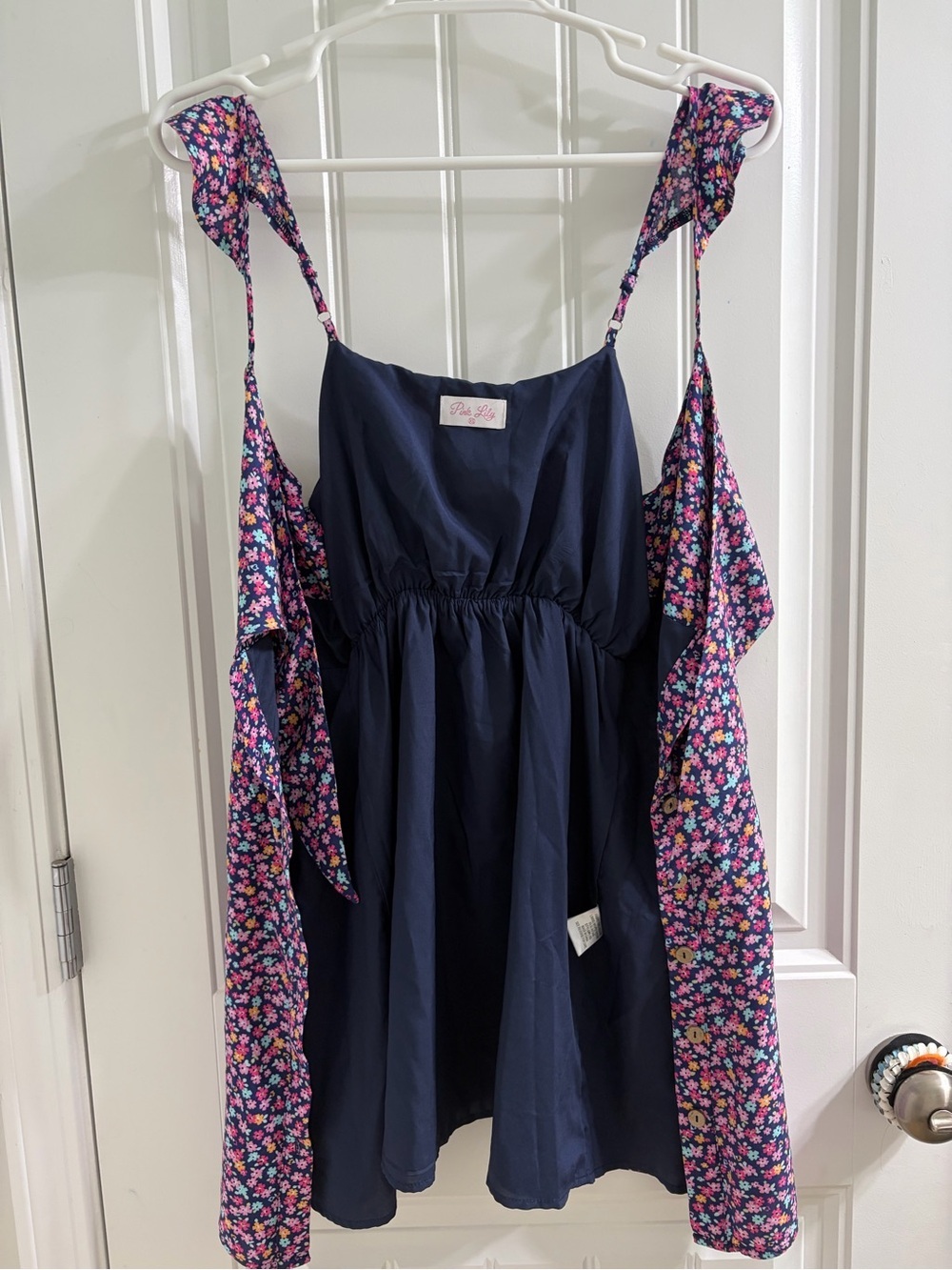 Pink Lily Navy Gathered Bodice Dress - Picture 7 of 7